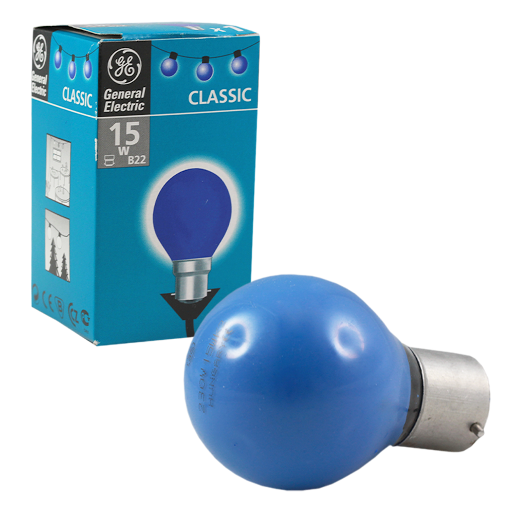 Classic Blue Fancy Round Incandescent Lamp 15W 230V BA22d