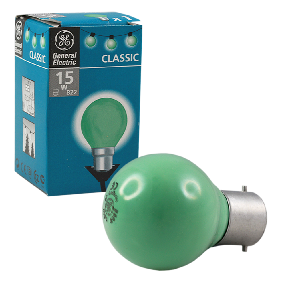 Classic Green Fancy Round Incandescent Lamp 15W 230V BA22d