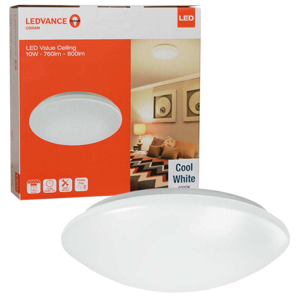 Osram 10W LED Value Ceiling Oyster Light in Cool White-4000K