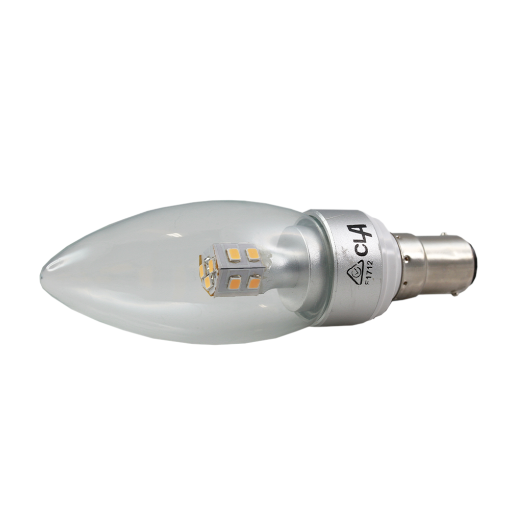 Longlife LED Candle Clear 4W 3000K Non-Dimmable BA15d