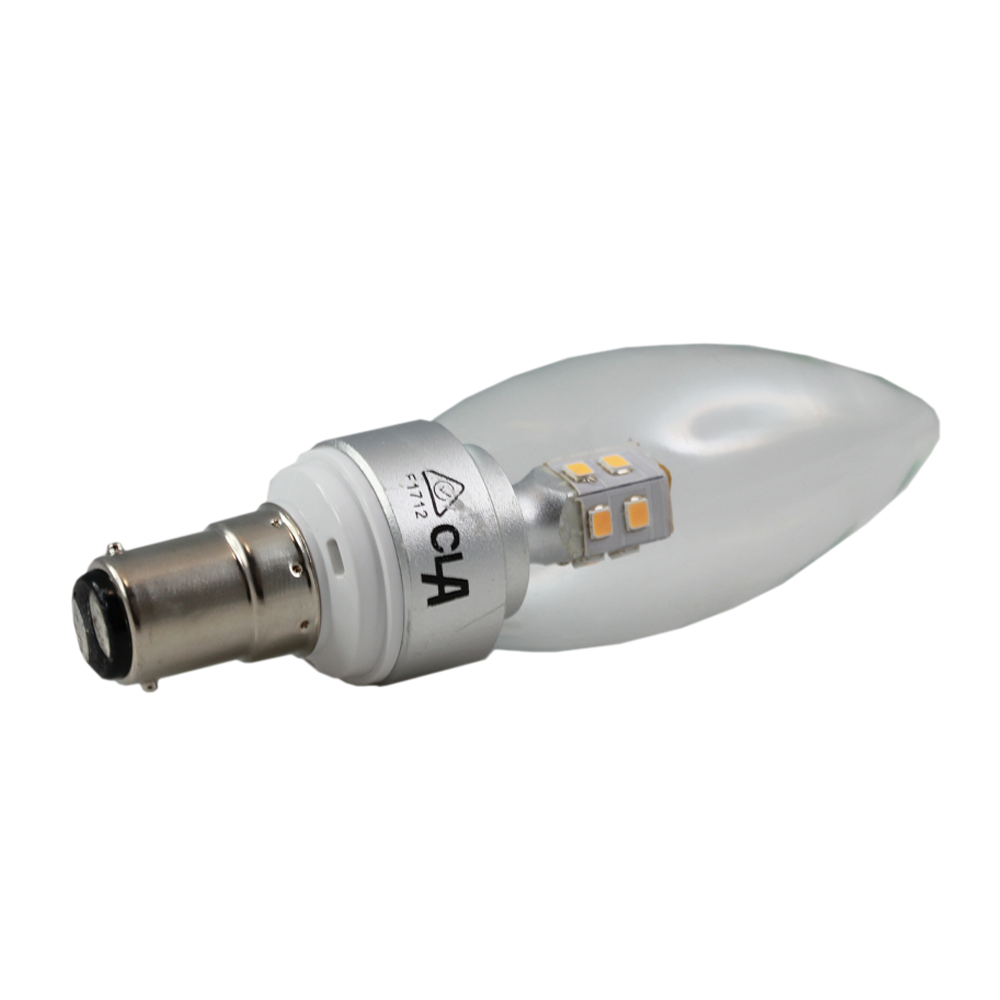 Longlife LED Candle Clear 4W 3000K Non-Dimmable BA15d