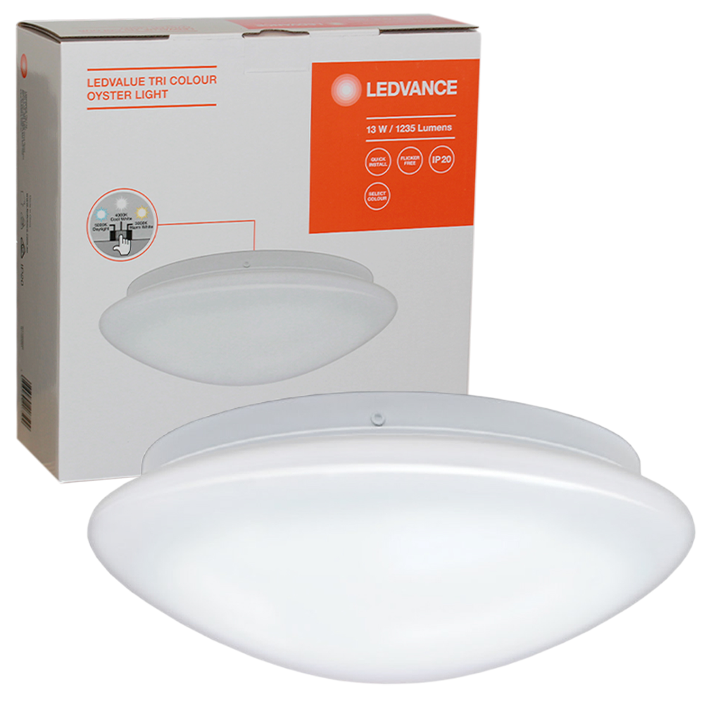 Ledvance LED Value Oyster Ceiling Light 13W Tri-Colour