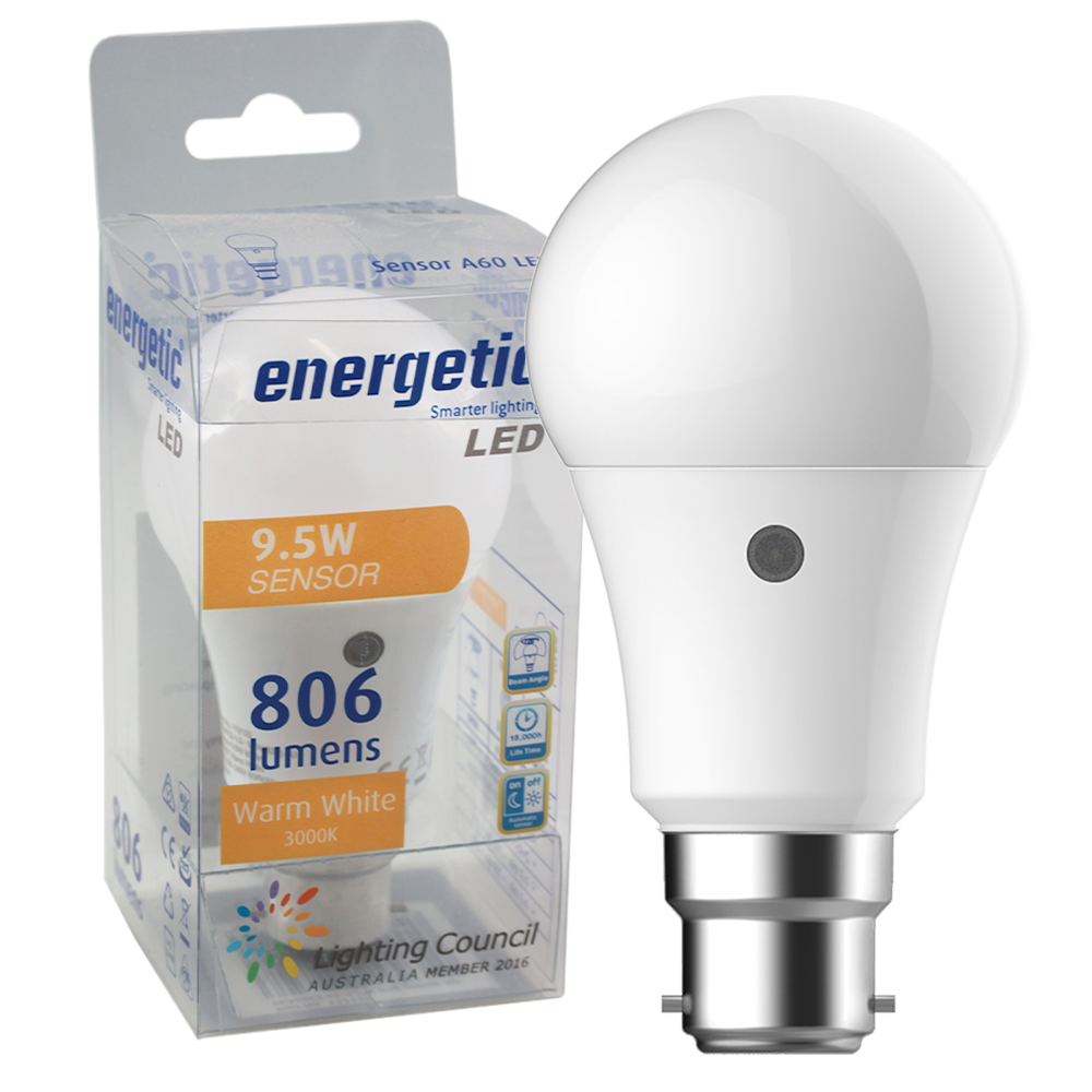 Smarter Lighting SupValue A60 9.5W Sensor 3000K B22 Non-Dimmable