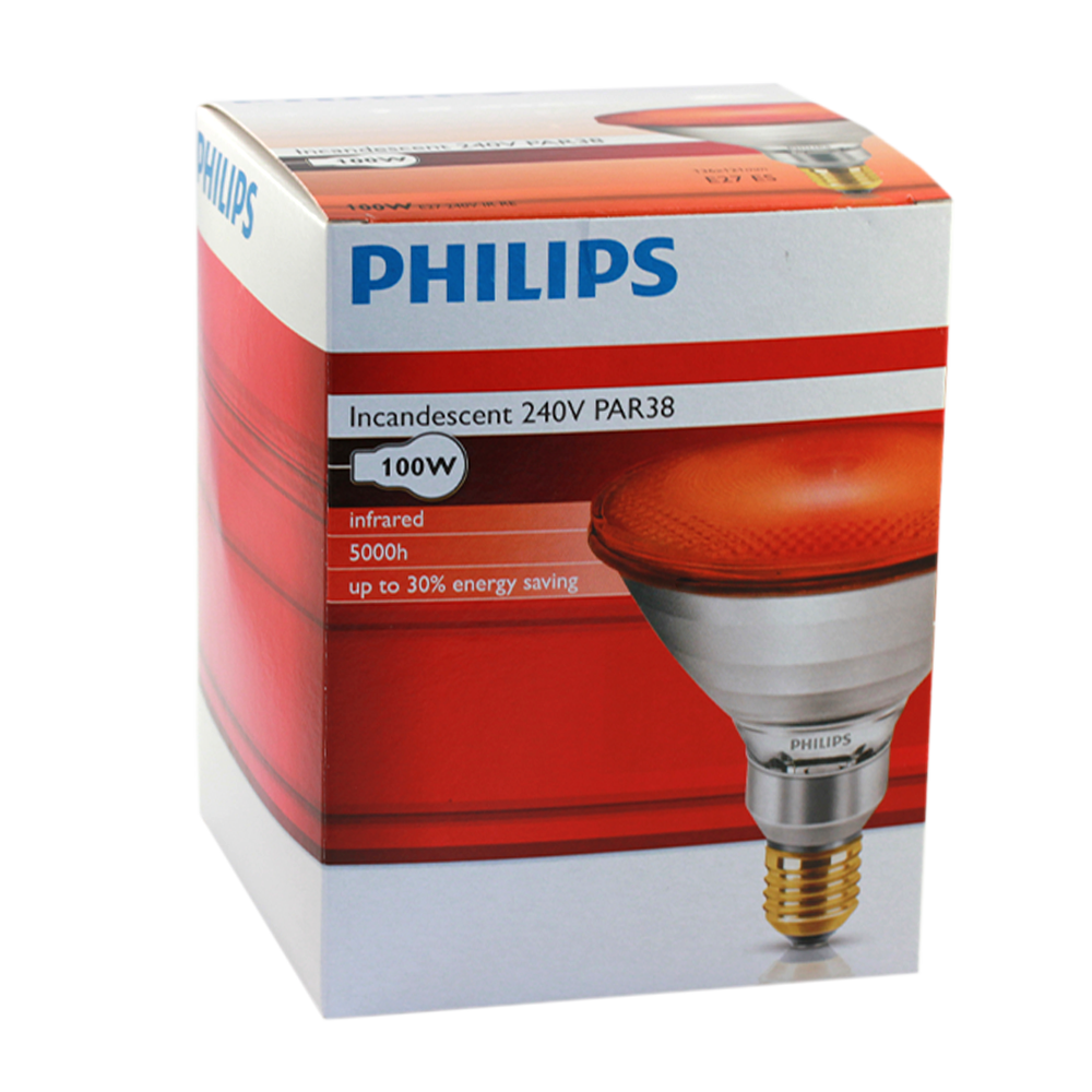 InfraRed Industrial Heat Incandescent Lamp PAR38 IR 100W 240V Red E27