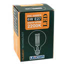 LED Filament G95 Amber 6W 2200K Clear/Gold Tint E27 Dimmable