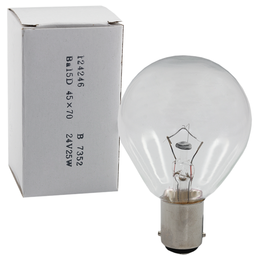 Incandescent Fancy Round Clear 25W 24V 2700K BA15d