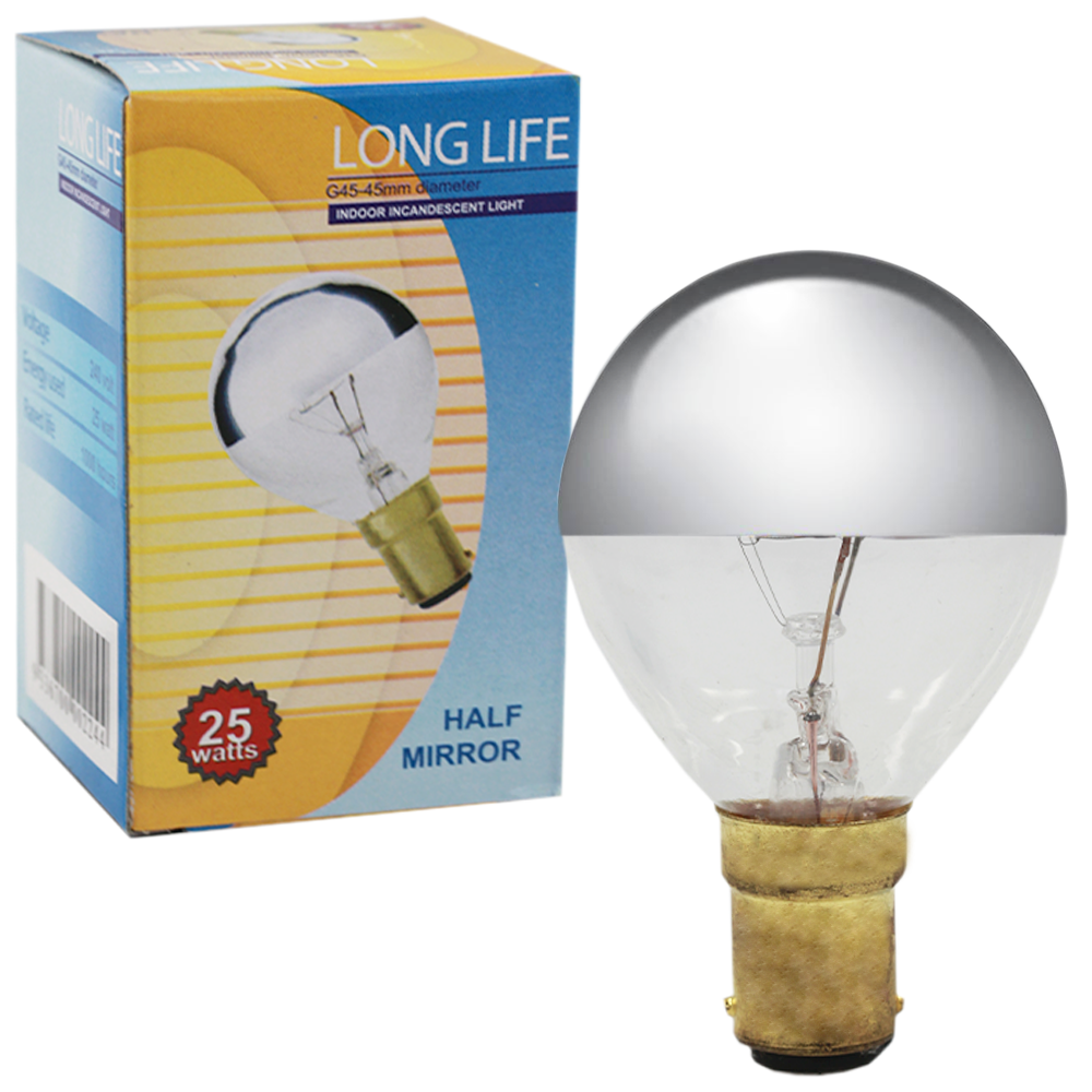 Long Life Incandescent Crown Silver Lamp 25W 240V BA15d