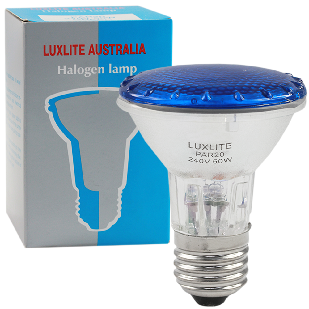 Luxlite Halogen Lamp PAR20 Blue 50W 240V E27