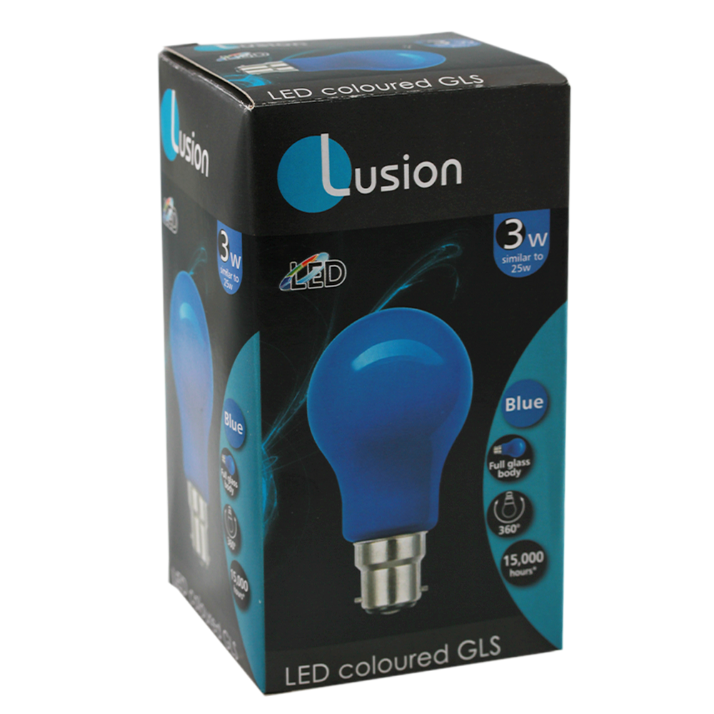 Lus LED GLS Lamp 3W Blue B22 Non-Dimmable