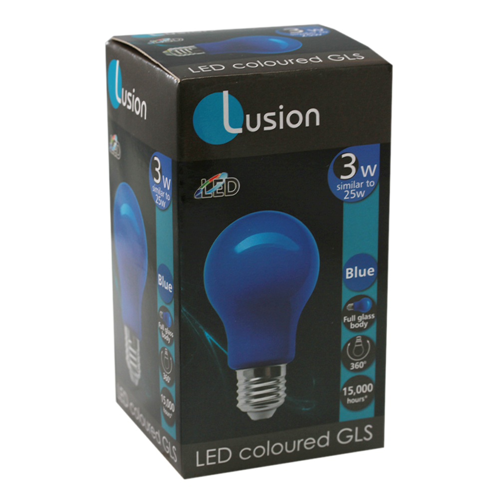 Lus LED GLS Lamp 3W Blue E27 Non-Dimmable