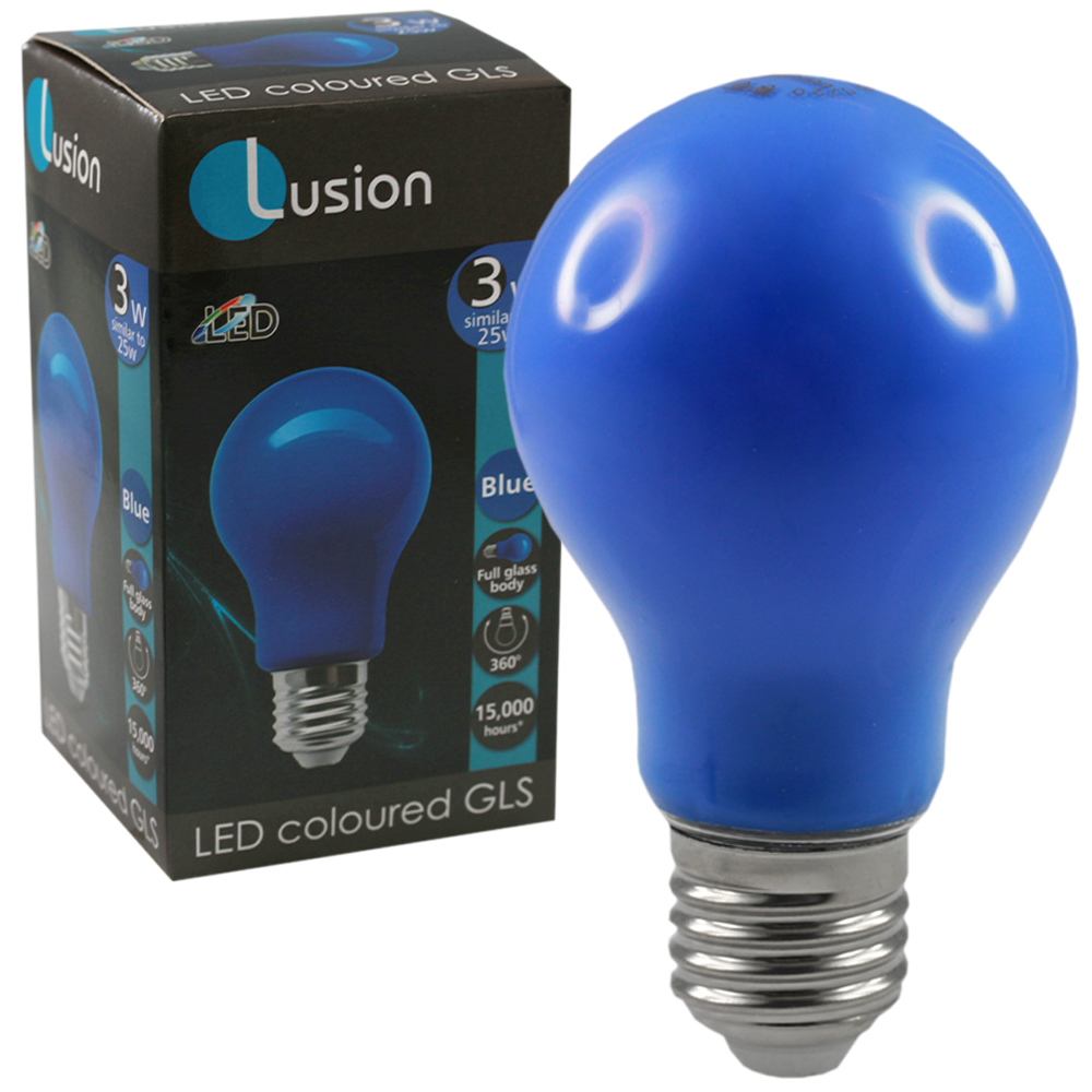 Lus LED GLS Lamp 3W Blue E27 Non-Dimmable