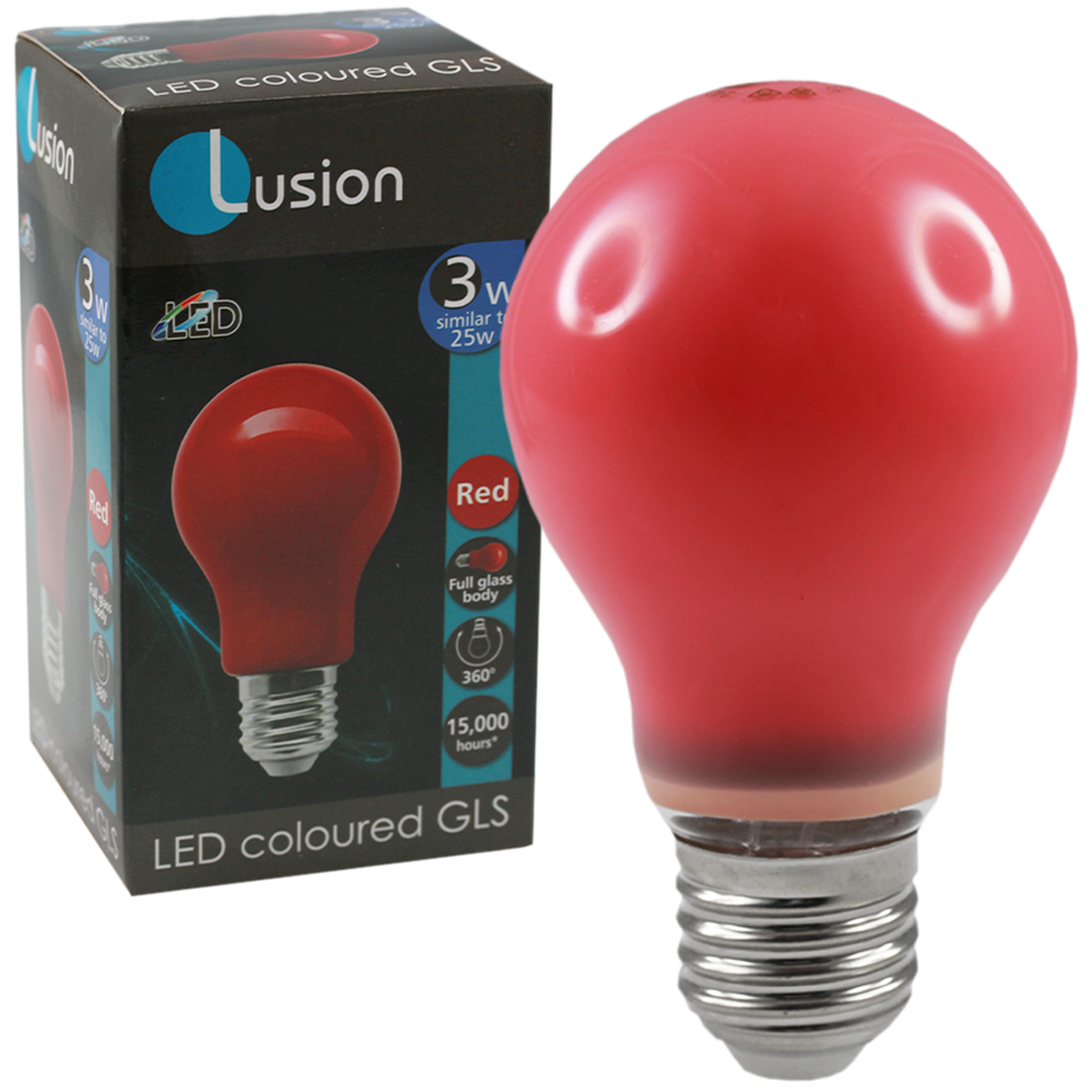 Lus LED GLS Lamp 3W Red E27 Non-Dimmable