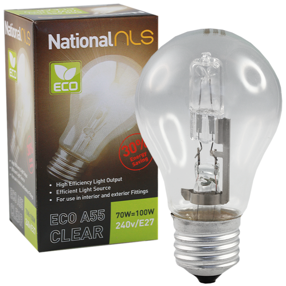 ECO A55 Halogen GLS Globe 70W 240V E27