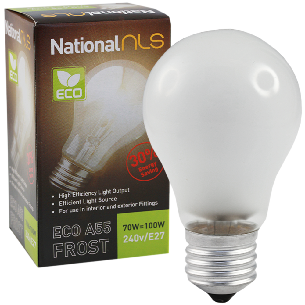 ECO A55 Halogen GLS Globe Frosted 70W 240V E27