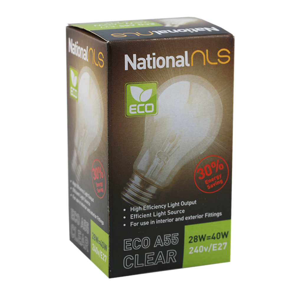 ECO A55 Halogen GLS Globe Clear 28W 240V E27