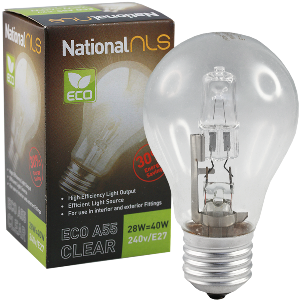 ECO A55 Halogen GLS Globe Clear 28W 240V E27