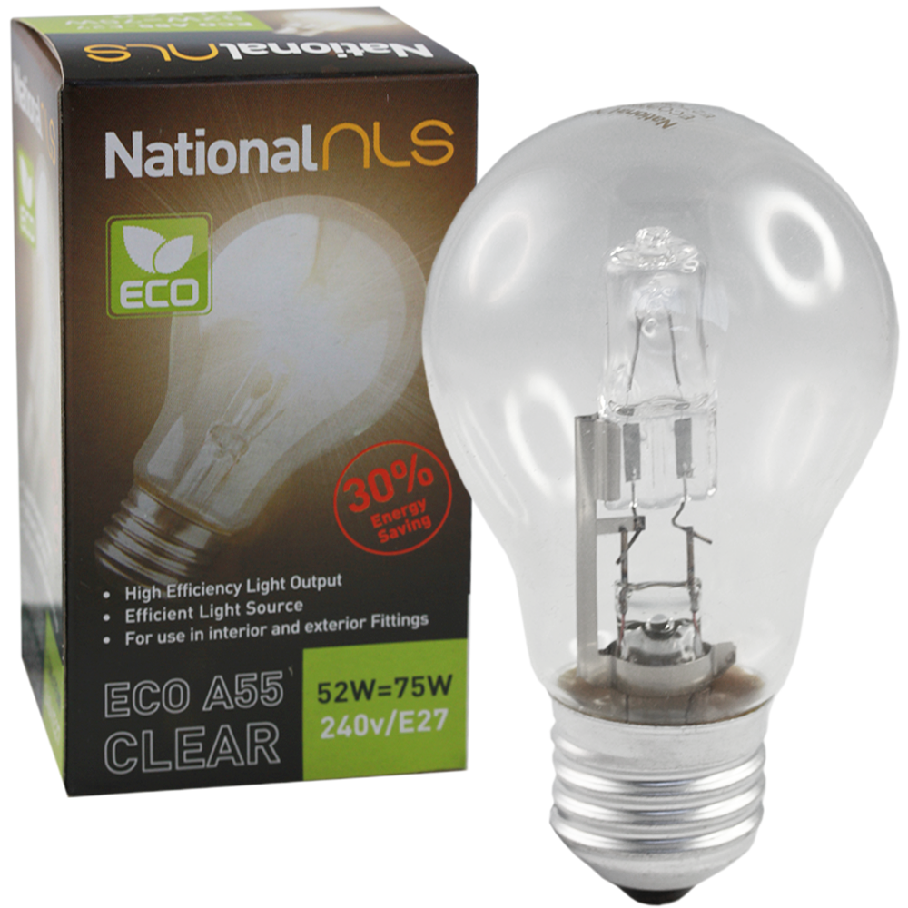 ECO A55 Halogen GLS Globe Clear 52W 240V E27