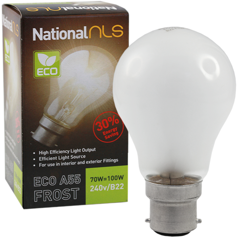 ECO A55 Halogen GLS Globe Frosted 70W 240V B22