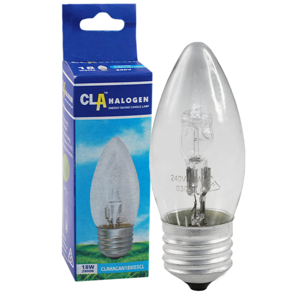 Energy Saving Halogen Candle Globe Clear 18W 240V E27