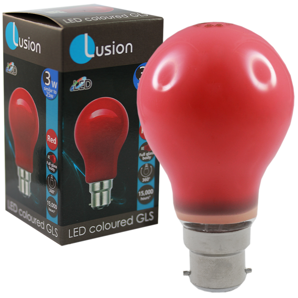 Lus LED GLS Lamp 3W Red B22 Non-Dimmable