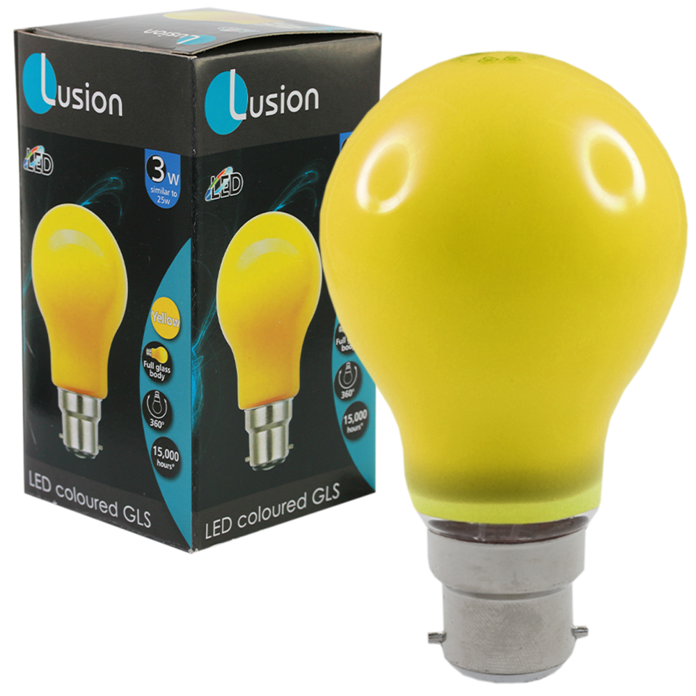 Lus LED GLS Lamp 3W Yellow B22 Non-Dimmable