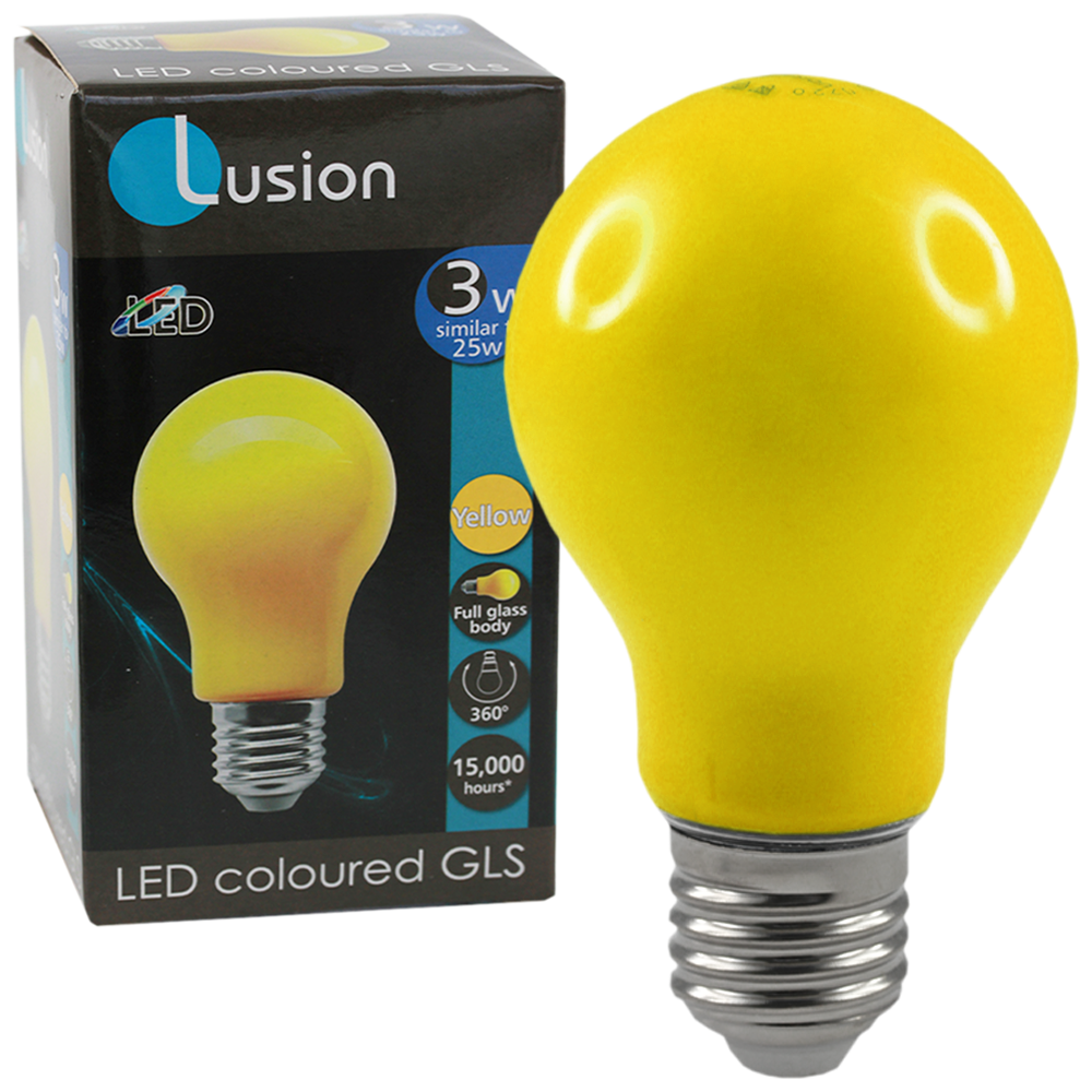 Lus LED GLS Lamp 3W Yellow E27 Non-Dimmable