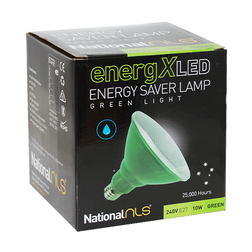 PAR38 EnergX LED Energy Saver Lamp 10W Green 240V E27