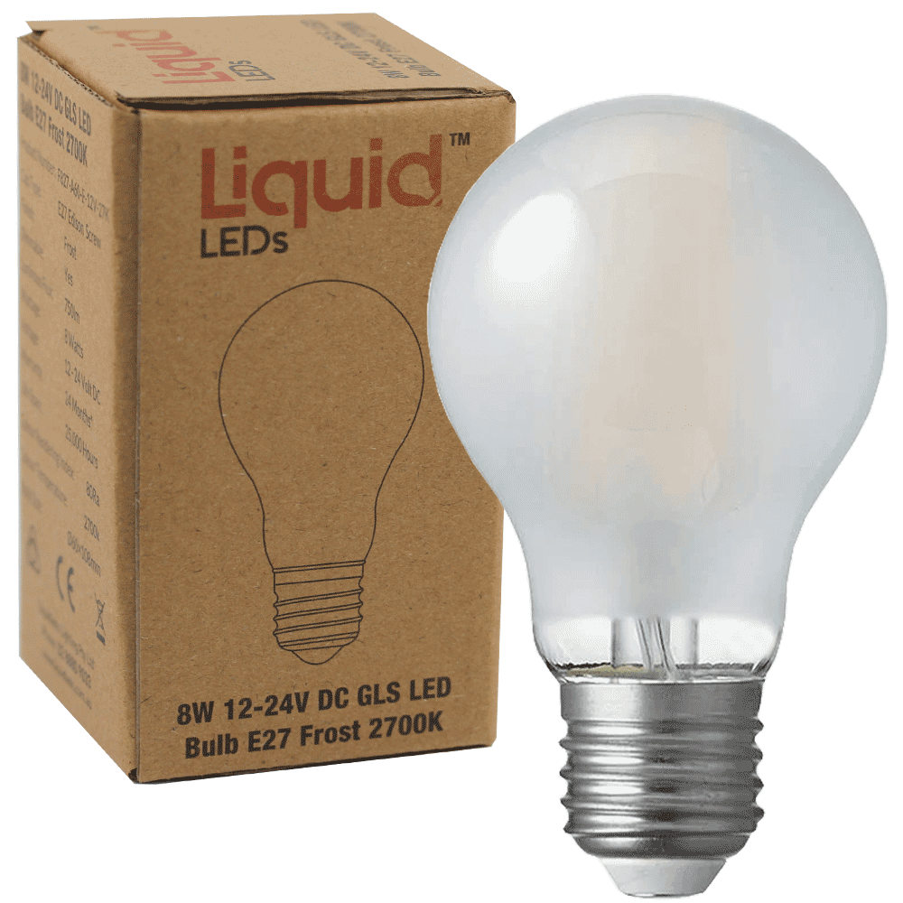 LED GLS Light Bulb Frosted 8W 12-24V AC/DC 2700K E27 Dimmable