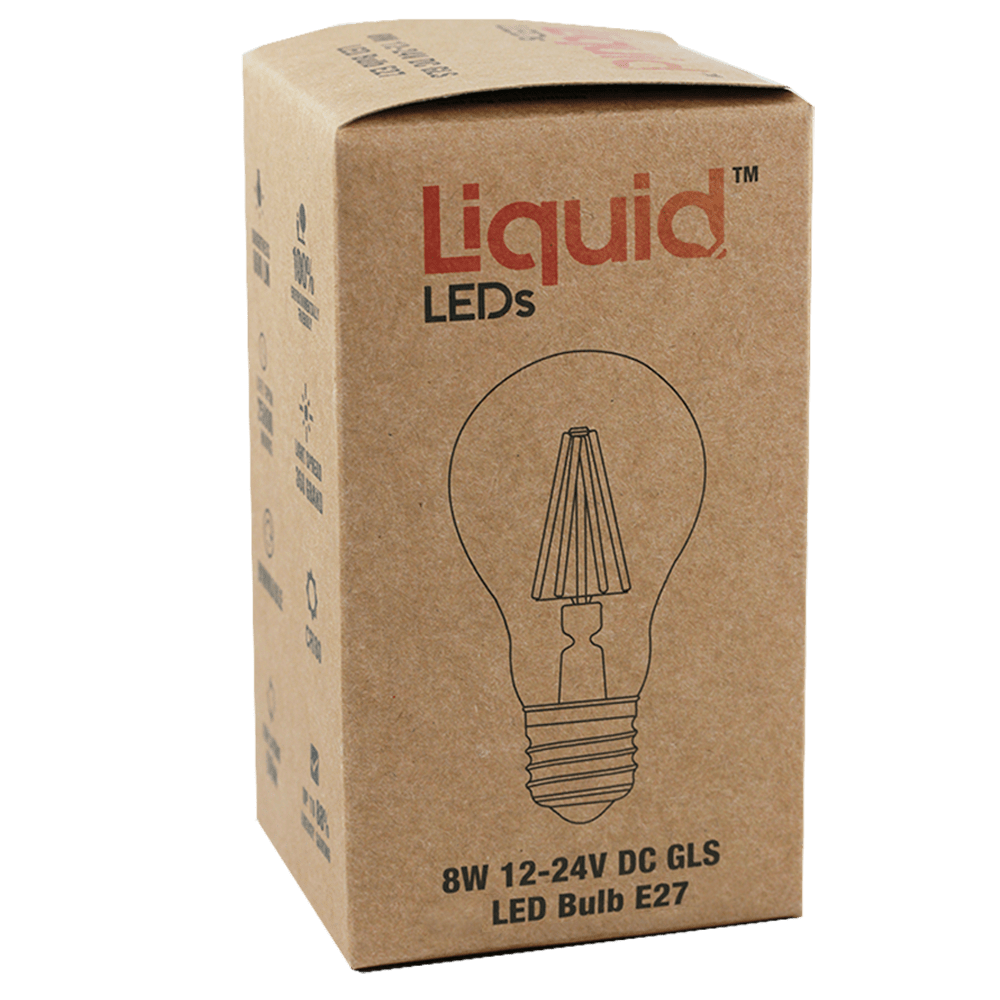 LED GLS Light Bulb Clear 8W 12-24V AC/DC 4000K E27 Dimmable