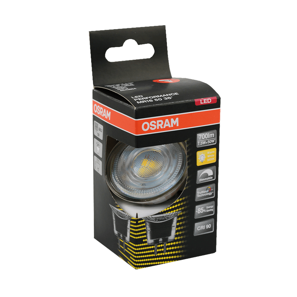 LED Performance MR16 50 P 7.5W 36D 3000K GU5.3 Dimmable