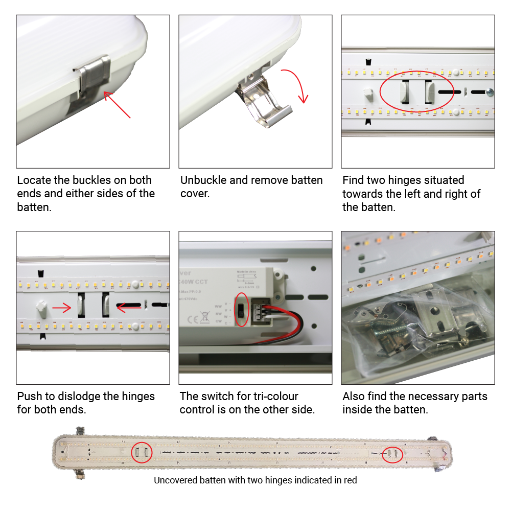 LED Tri-Proof Tri-Colour Batten 36W 1270mm