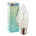 LED Candle Clear 7W 3000K B22 Dimmable