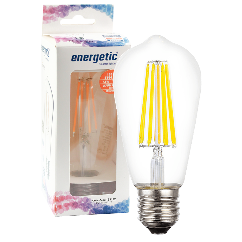 LED Filament ST64 Clear 7.5W 2700K Dimmable E27