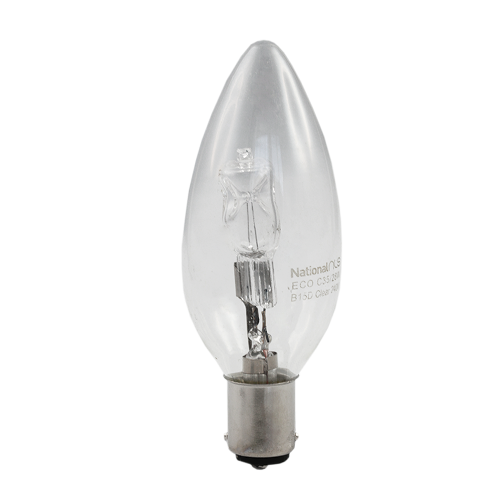 ECO C35 Halogen Candle Globe Clear 28W 240V BA15d