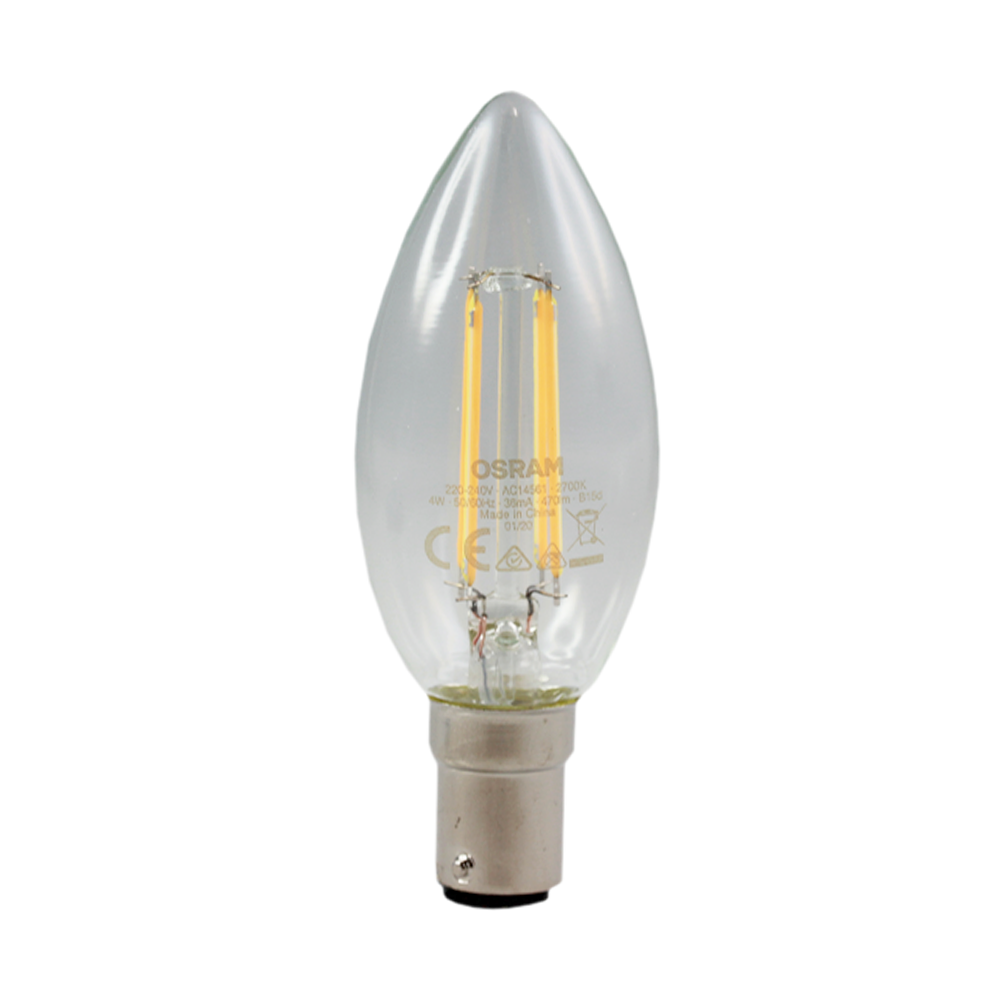 OSRAM LED Filament Candle 4W 2700K Clear Non-Dimmable BA15d 