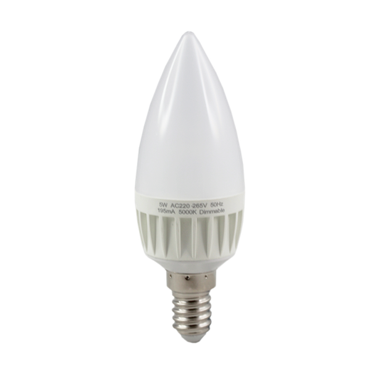 [LED55WE14F] LED Candle Frosted 5W 5000K Dimmable E14