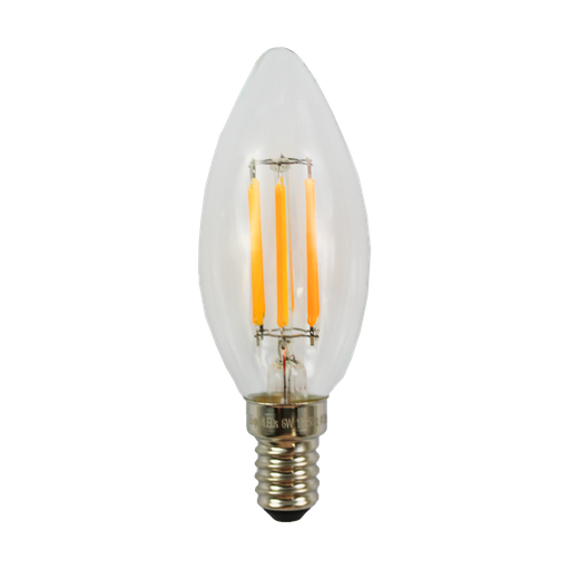 [F61435C12V] LED Filament Candle Clear 6W 2700K Dimmable E14 12V