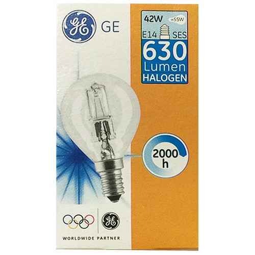 [G76548] GE Fancy Round Halogen Lamp 42W  2800K  SES Dimmable