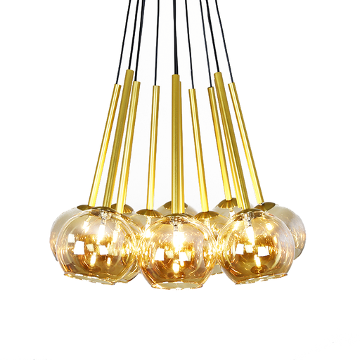 [WBL062] Modern Circular Glass Bell Pendant Light Amber Gold Iron