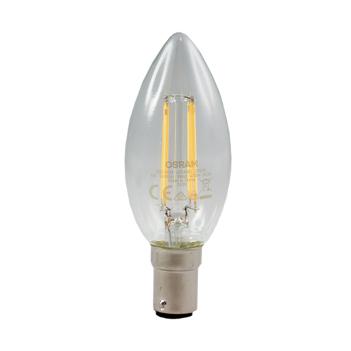 [4058075267688] OSRAM LED Filament Candle 4W 2700K Clear Non-Dimmable BA15d 