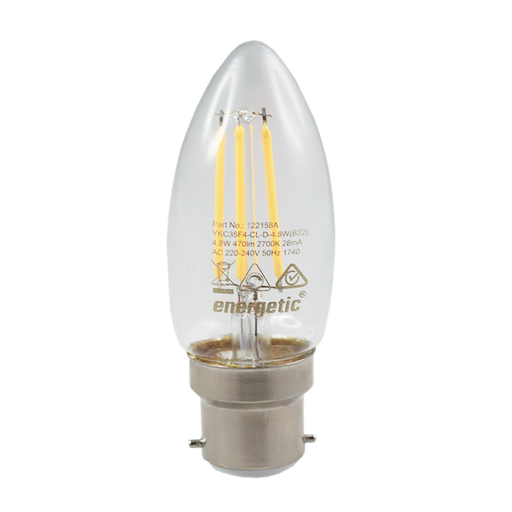 [122158] Smarter Lighting LED Filament Candle 4.8W 2700K Dimmable B22